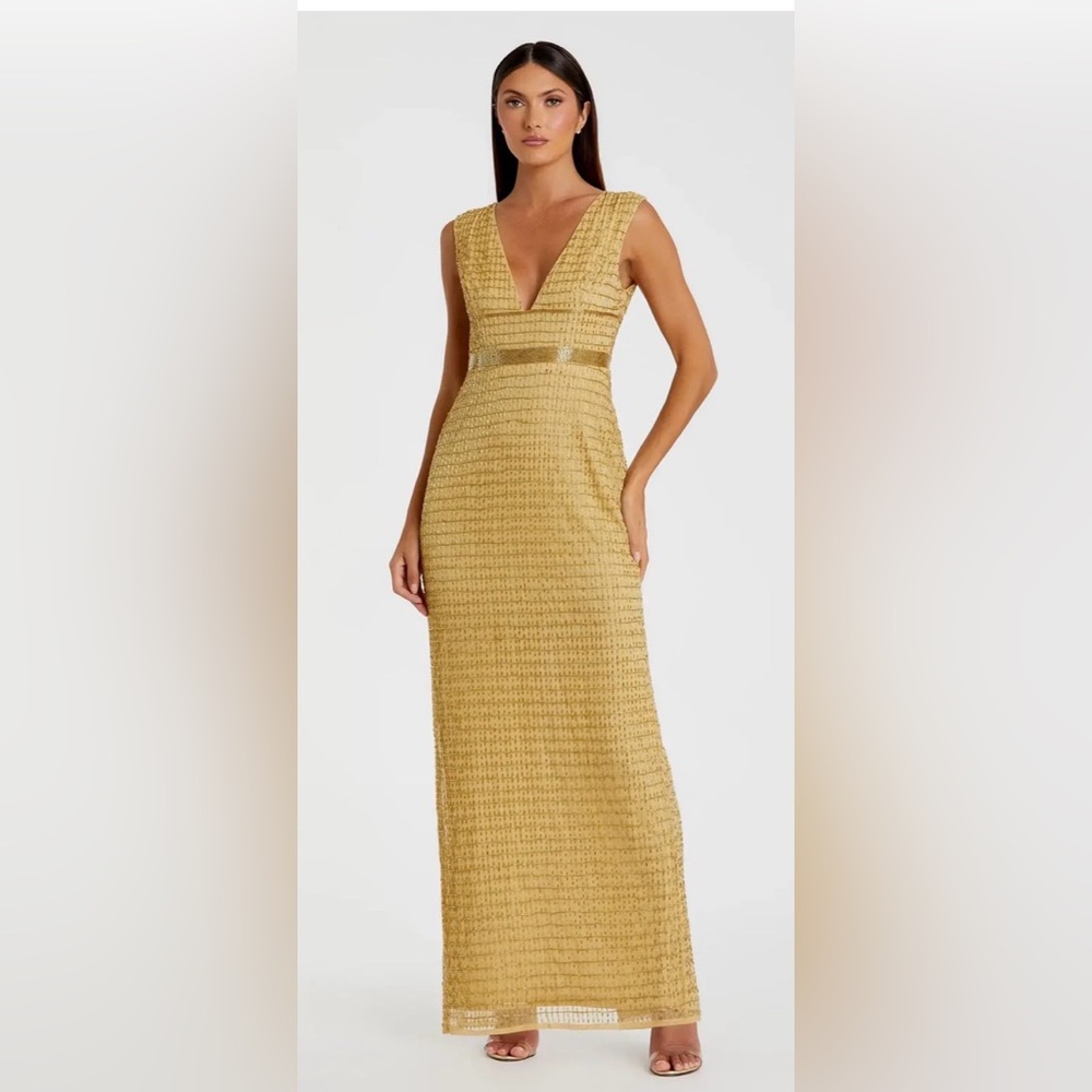 Mac Duggal Gold Maxi Dress